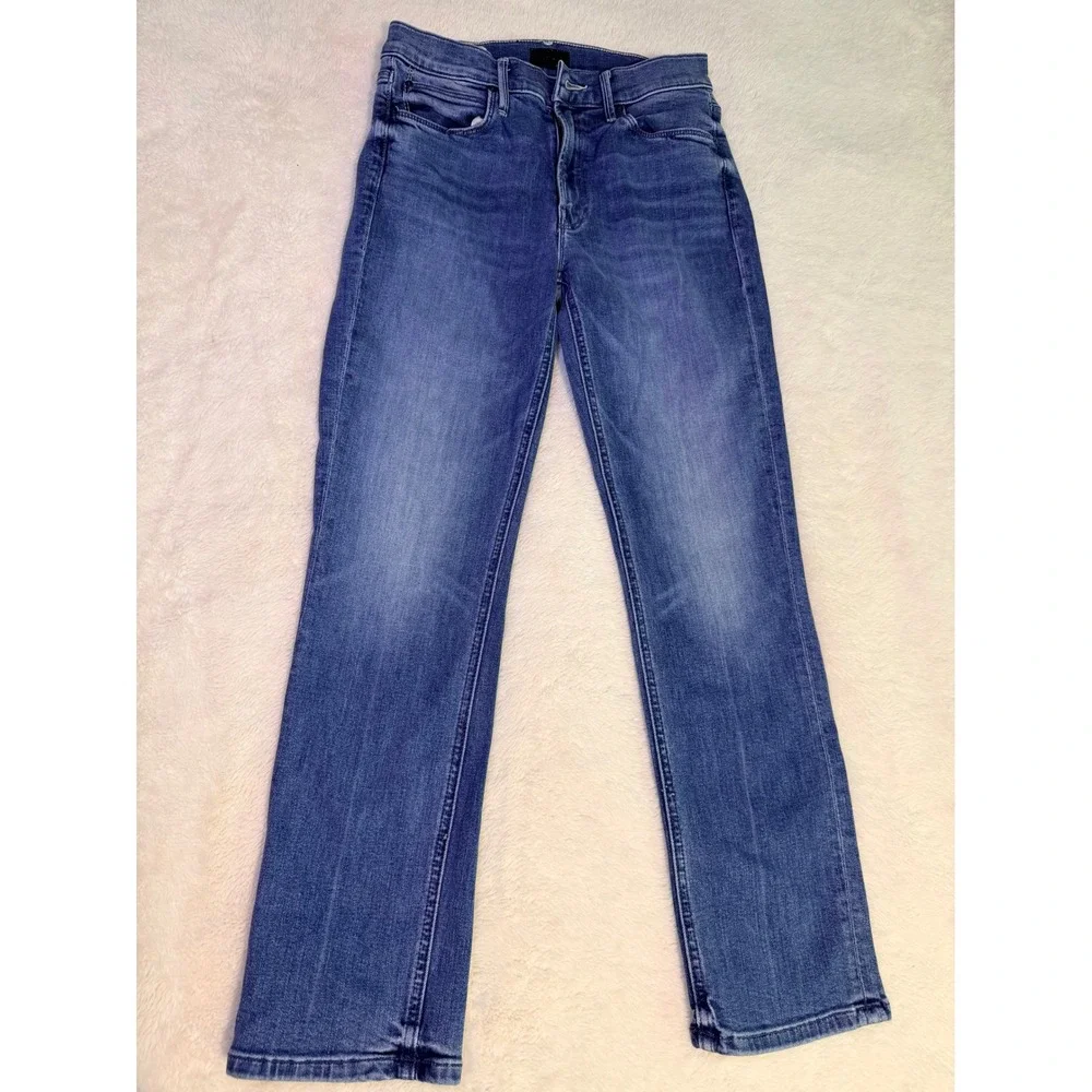 Mother The Mid Rise Dazzler Ankle Jeans We The Animals Blue Slim Straight Leg 25 - Picture 3 of 13